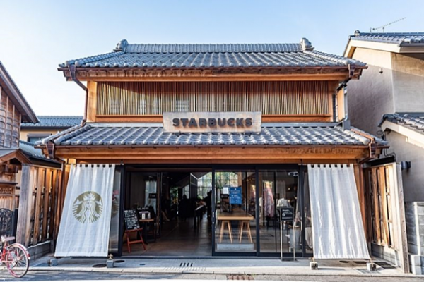 Starbucks in Japan with local architecture and décor keeping the local culture in place.