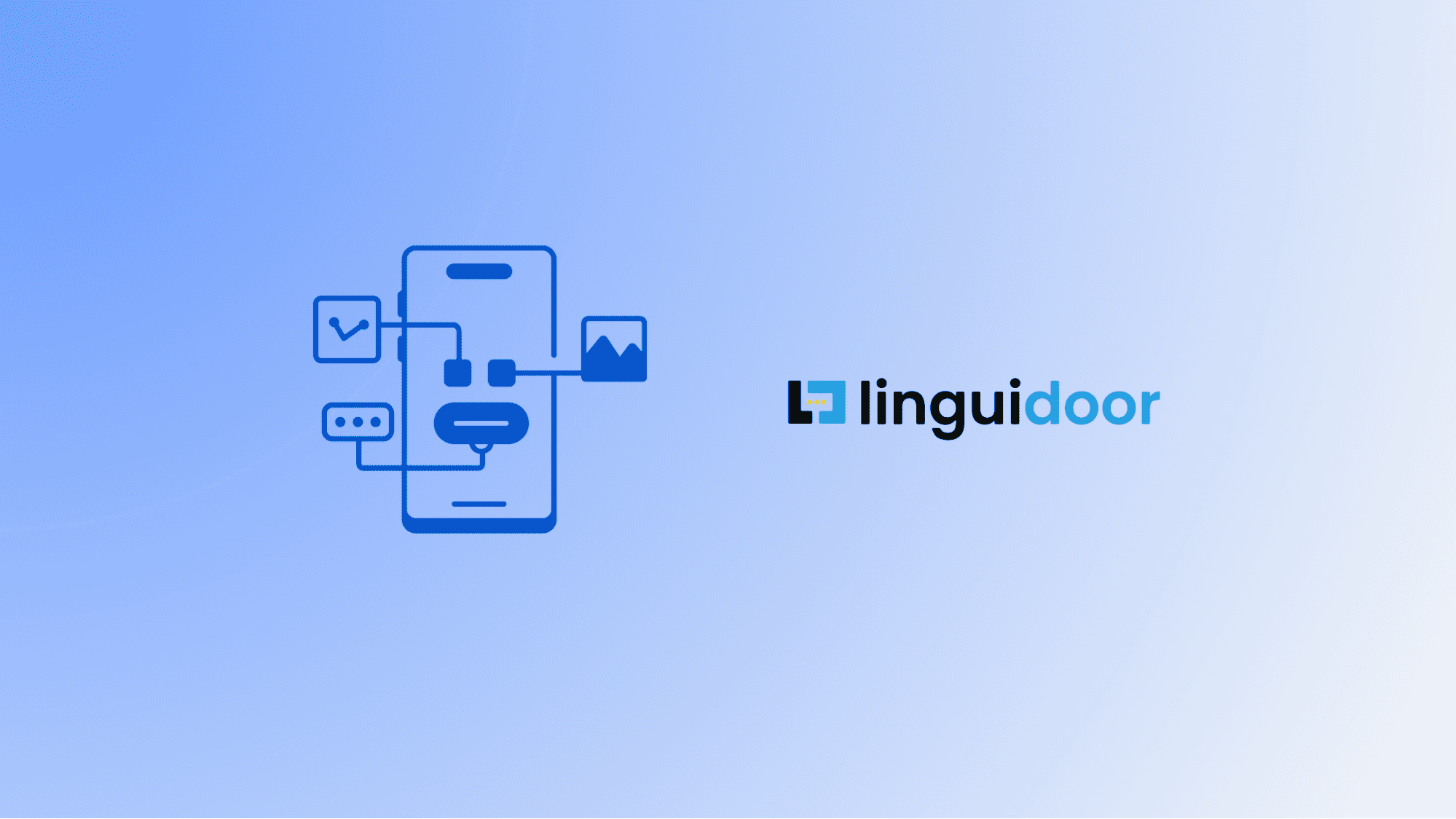 Linguidoor blog banner featuring a mobile phone icon with interface elements, representing professional mobile app localization services.