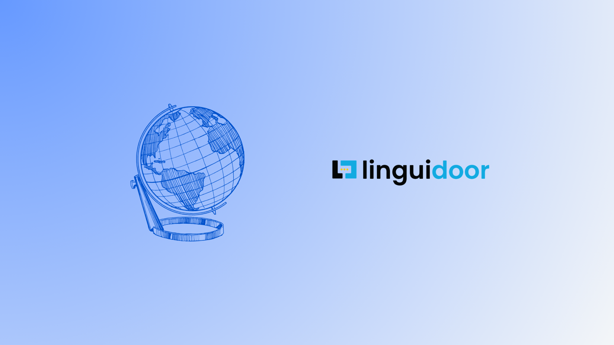Linguidoor blog banner featuring a blue hand-drawn globe icon, illustrating the conceptual framework of internationalization vs localization for global product expansion.